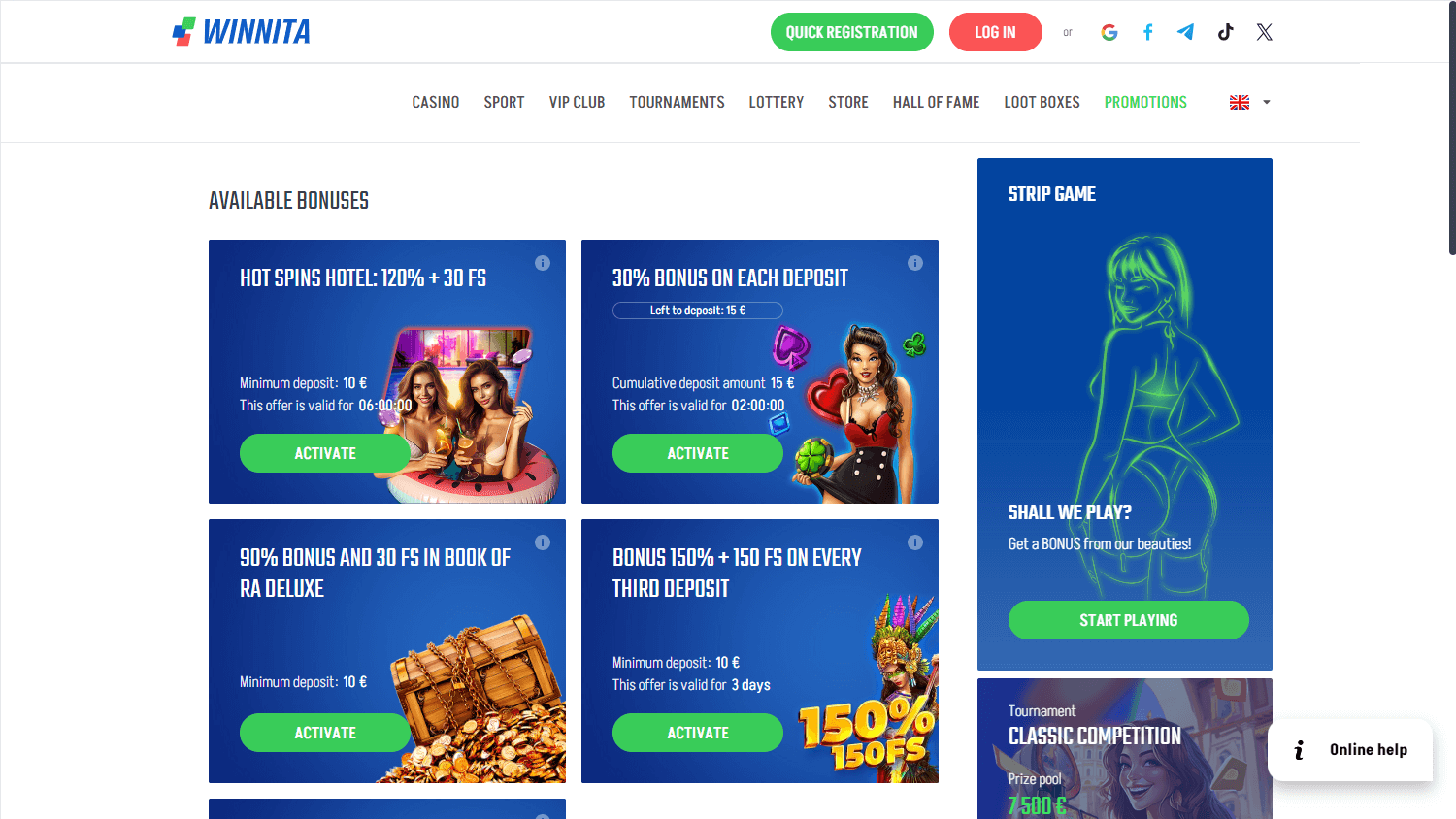 Applicazione Winnita Casino